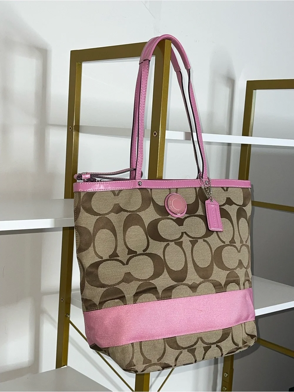 Coach Vintage Pink Signature Tote